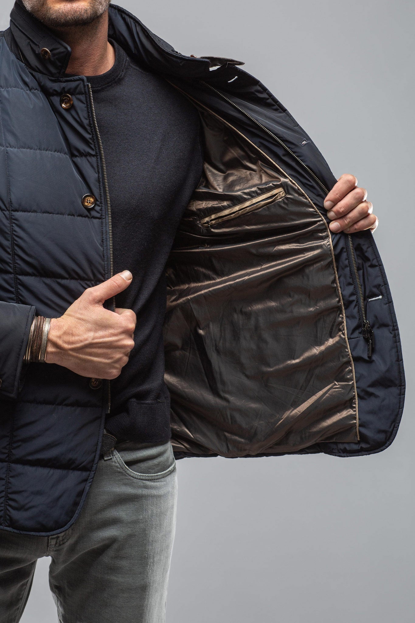 Easton Quilted Jacket In Navy | Warehouse - Mens - Outerwear - Cloth | Gimo's