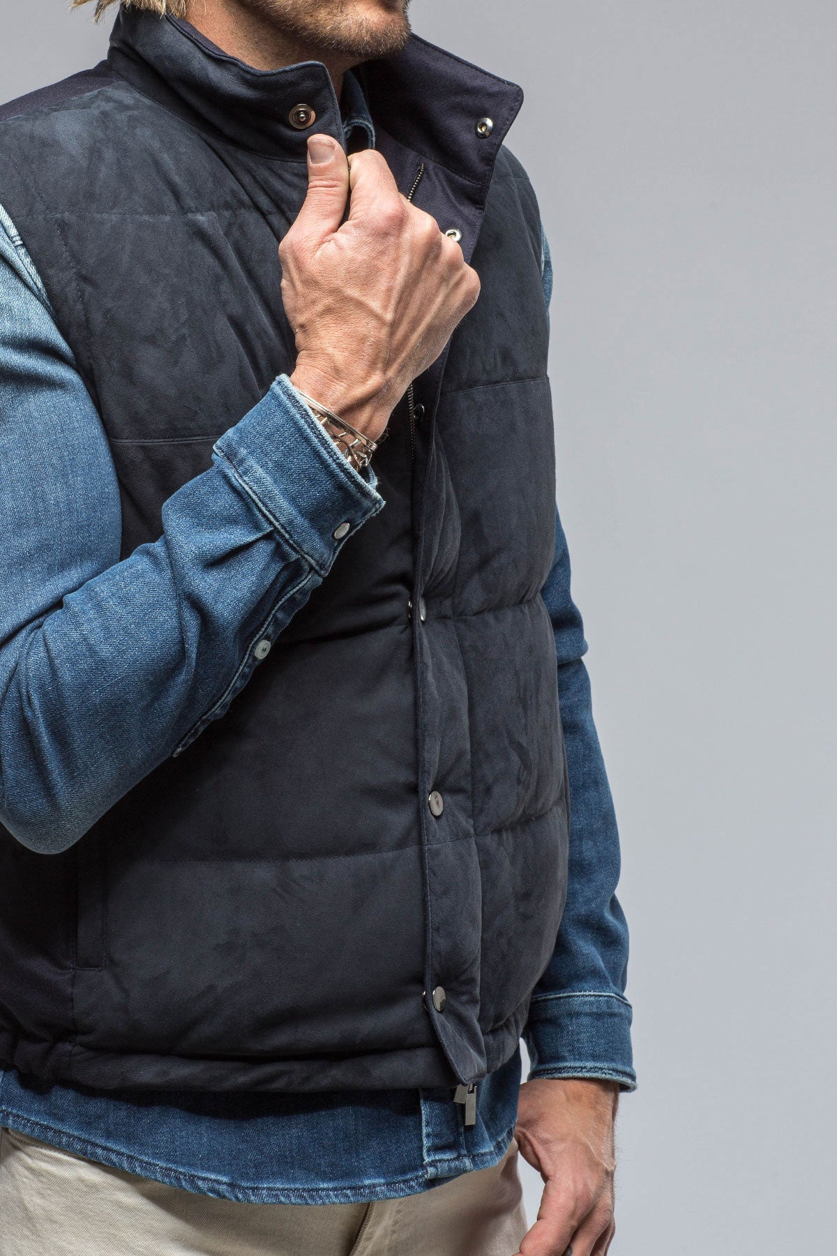 Two Arrows Vest in Navy | Mens - Outerwear - Leather | Gimo's