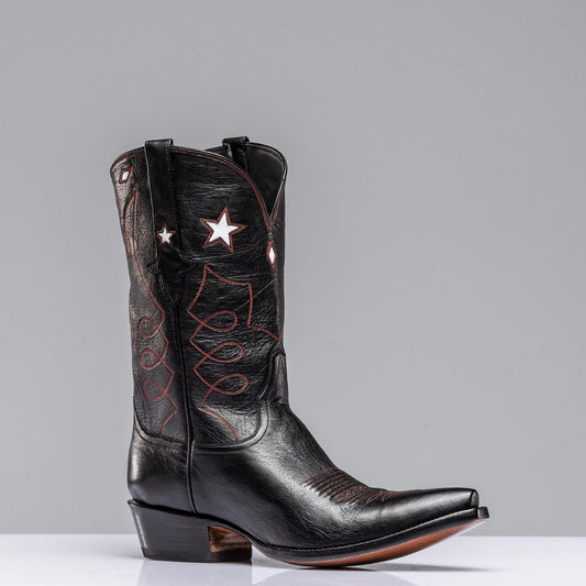 Black Goat w/ Star Inlay | Mens - Cowboy Boots | Stallion Boots