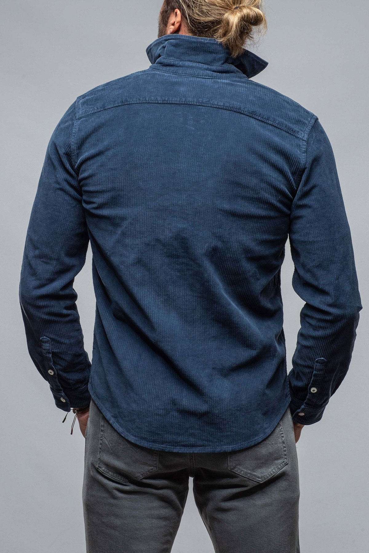 Brooks Corduroy Snap Shirt In Navy - AXEL'S