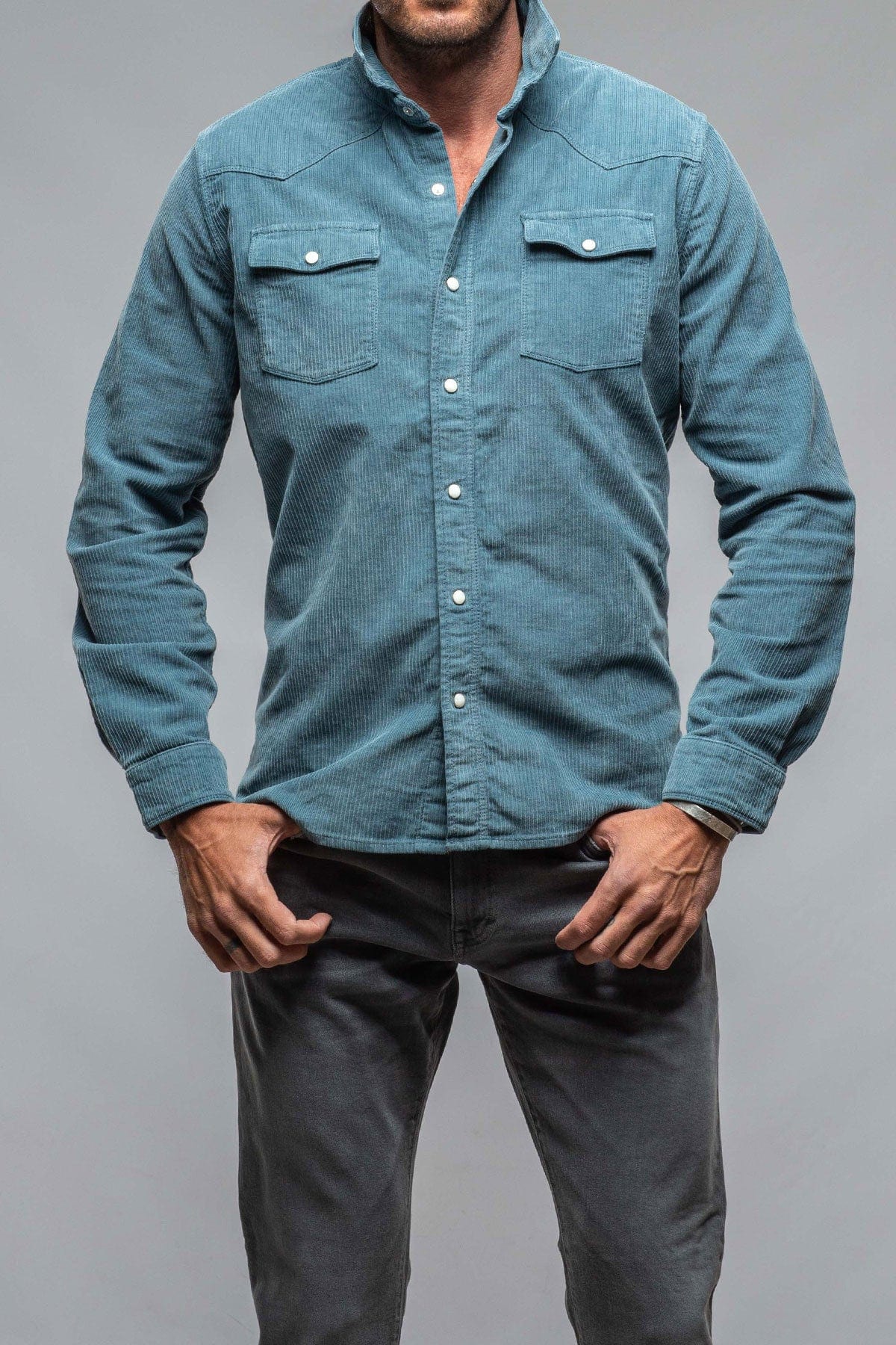 Brooks Corduroy Snap Shirt In Niagra - AXEL'S