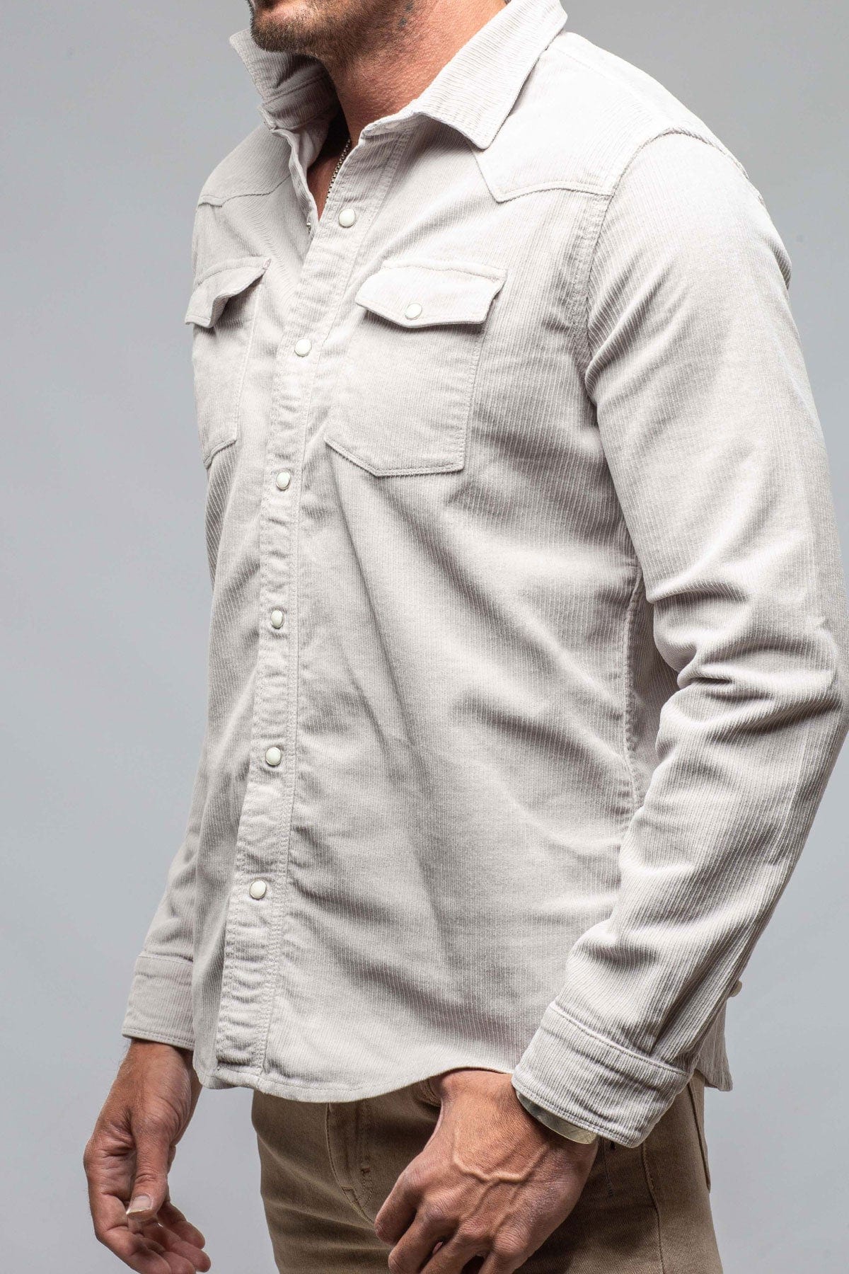 Brooks Corduroy Snap Shirt In Sasso - AXEL'S