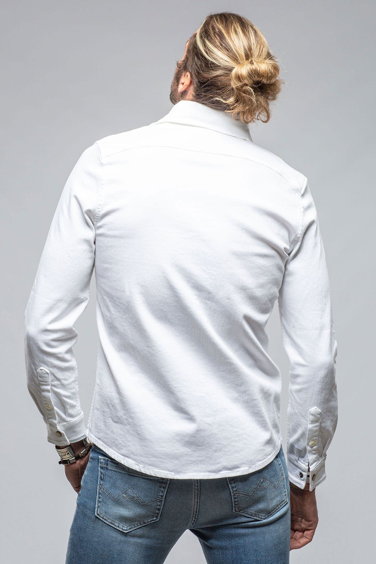 Ranger Colored Denim Snap Shirt In White - AXEL'S