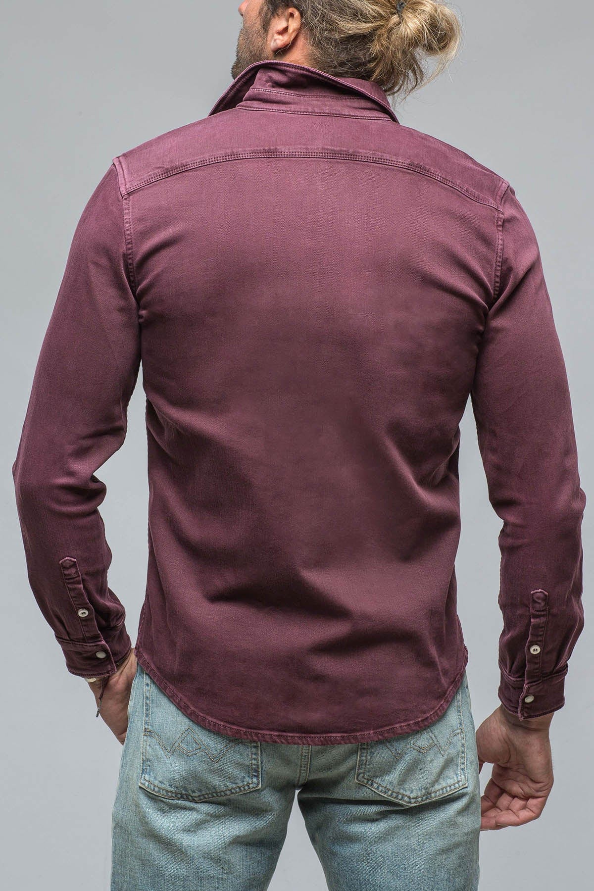 Ranger Colored Denim Snap Shirt In Bordeaux - AXEL'S