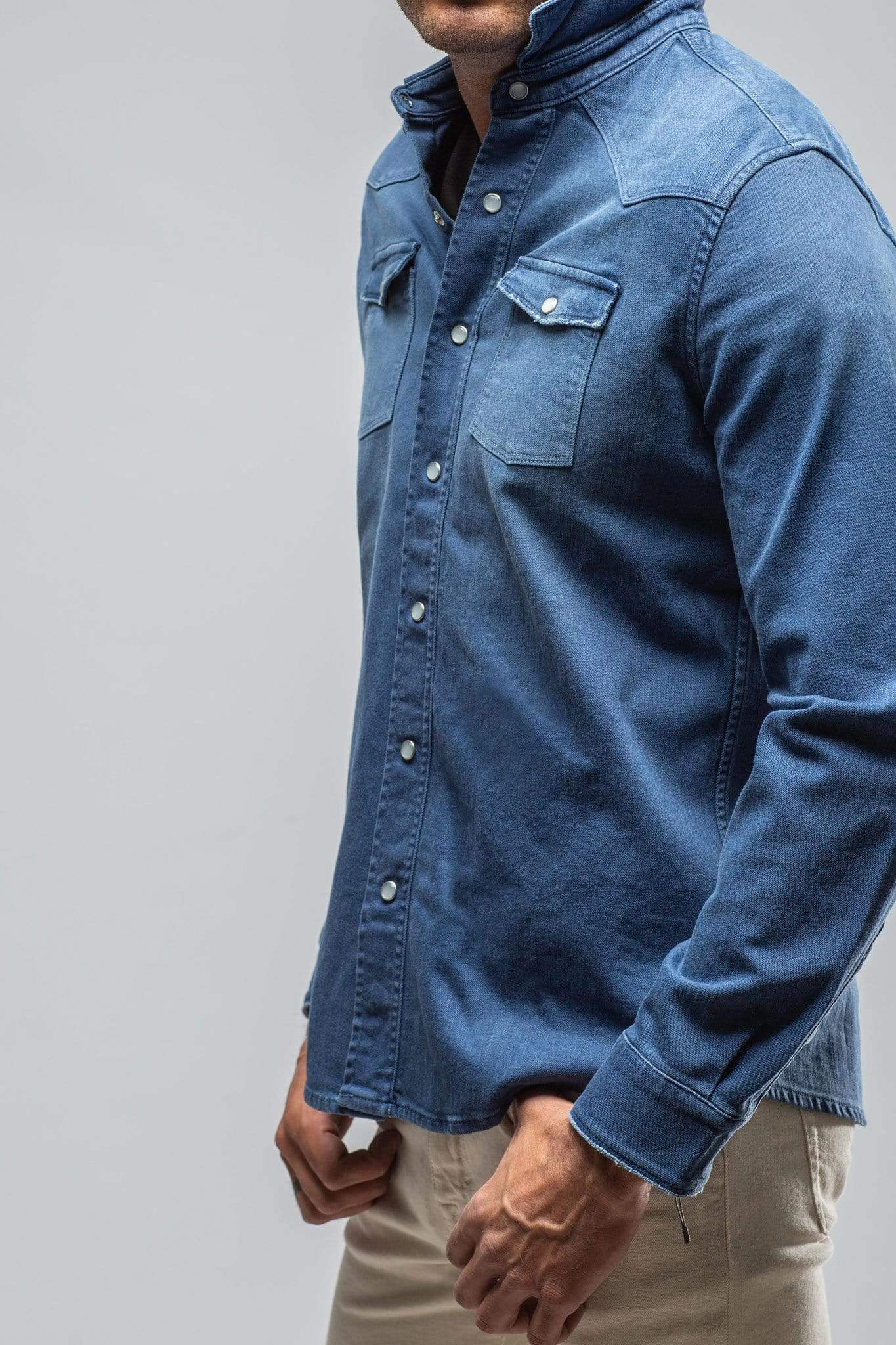 Ranger Colored Denim Snap Shirt In Indaco - AXEL'S