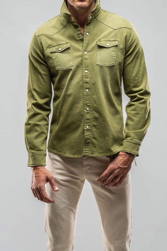 Ranger Colored Denim Snap Shirt In Avocado - AXEL'S