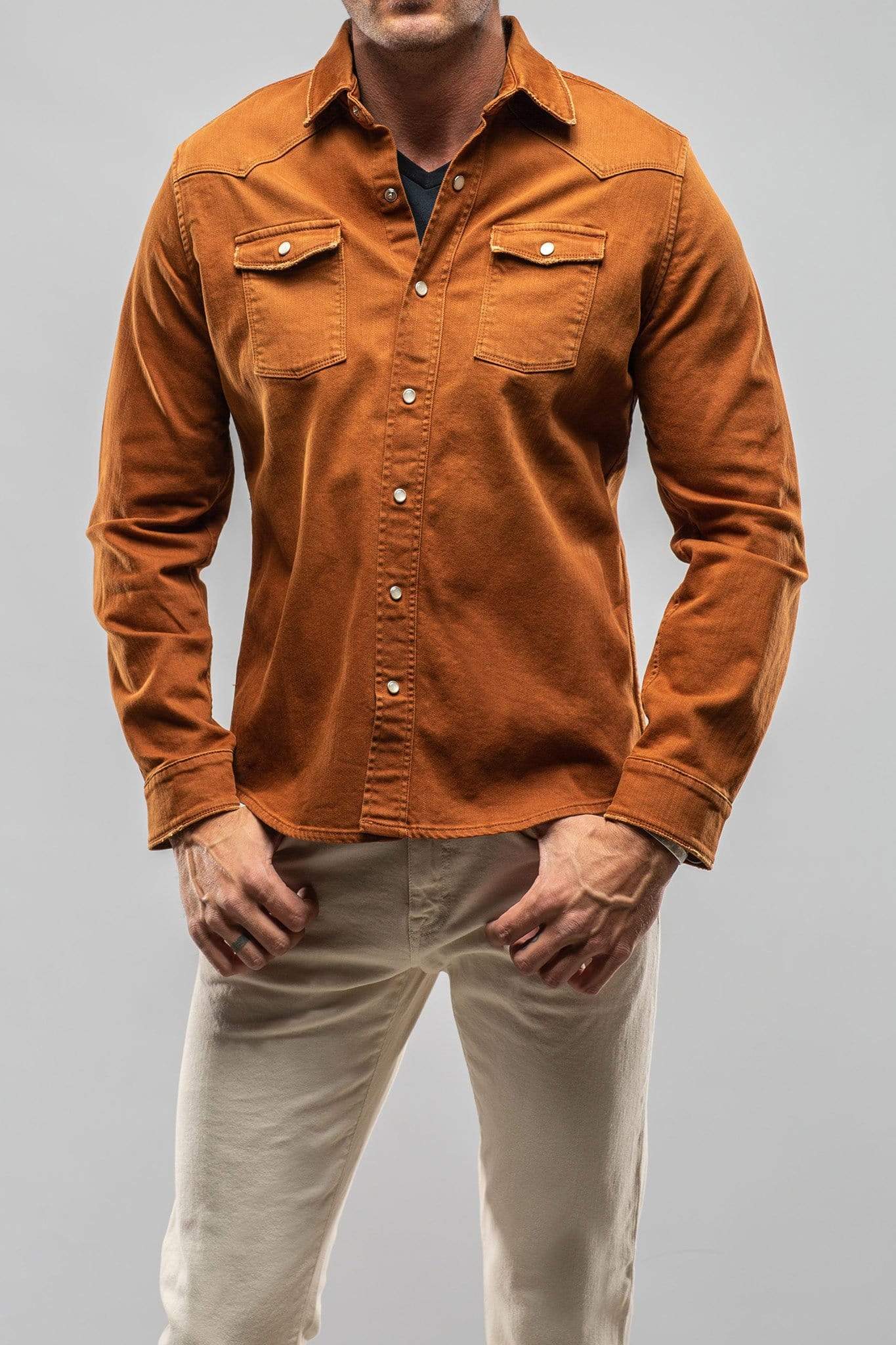 Ranger Colored Denim Snap Shirt In Ruggine - AXEL'S