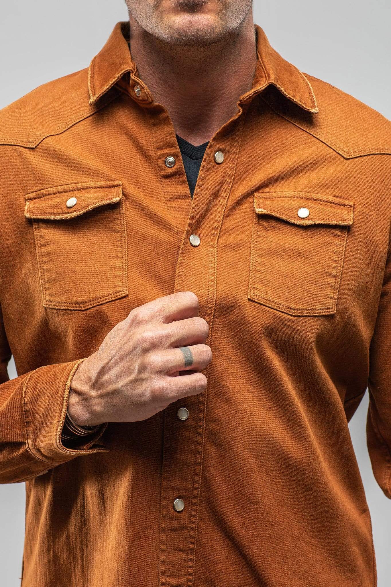 Ranger Colored Denim Snap Shirt In Ruggine - AXEL'S