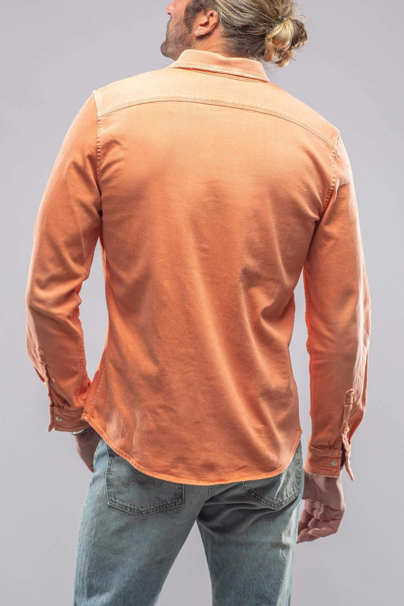 Ranger Colored Denim Snap Shirt In Tangerine - AXEL'S