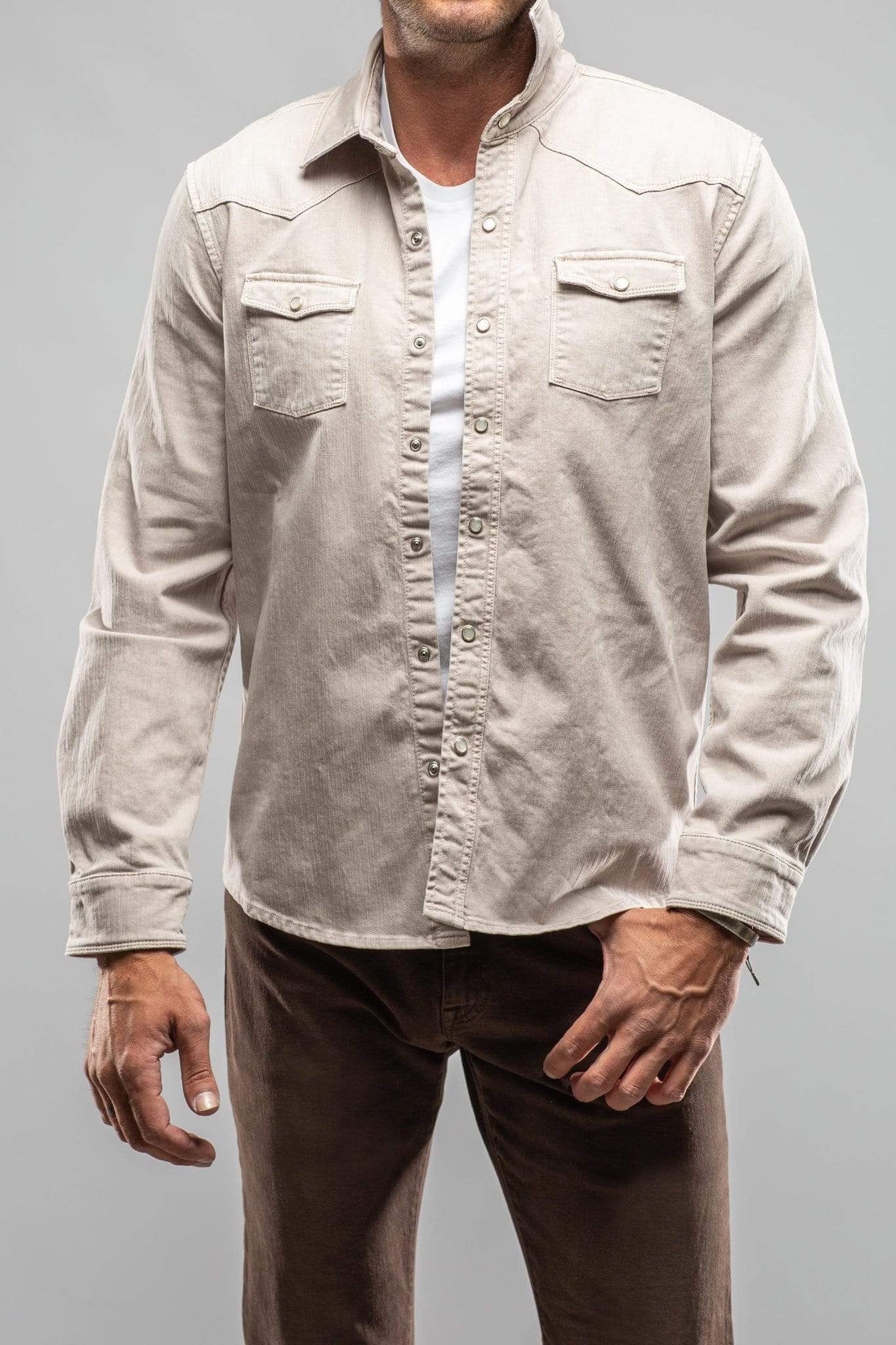 Silverton Denim Snap Overshirt In Sasso - AXEL'S