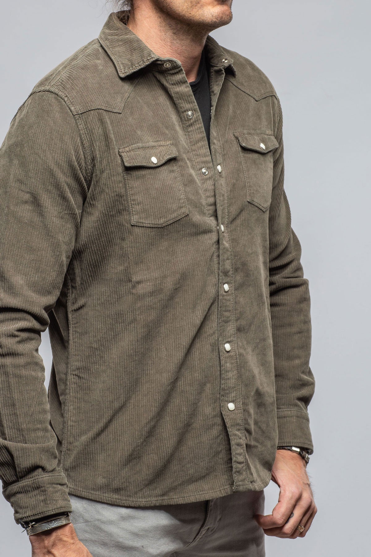 Brooks Corduroy Snap Shirt In Army | Mens - Shirts | Axels Premium Denim