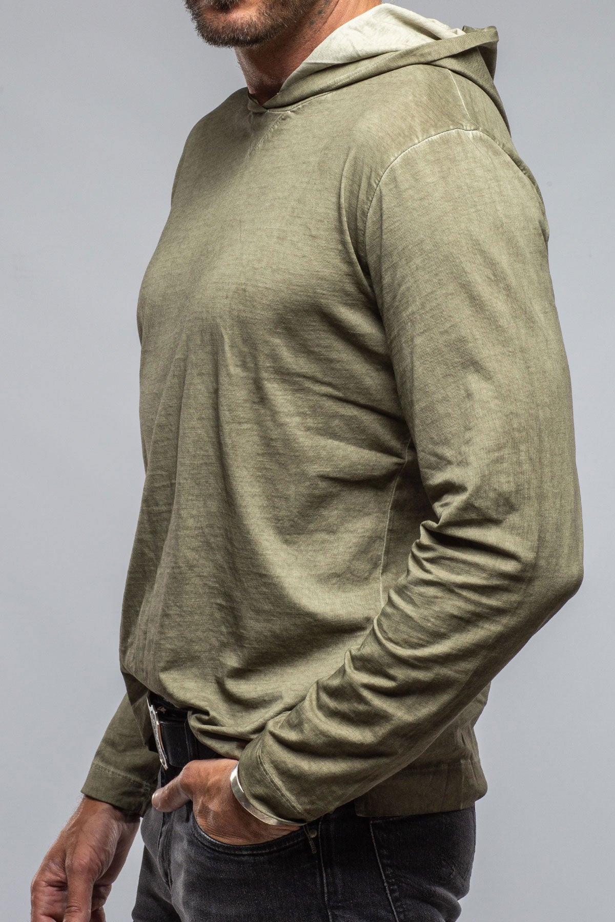 Ventura Hooded Tee in Moss | Mens - Shirts - T-Shirts | Gimo's Cotton