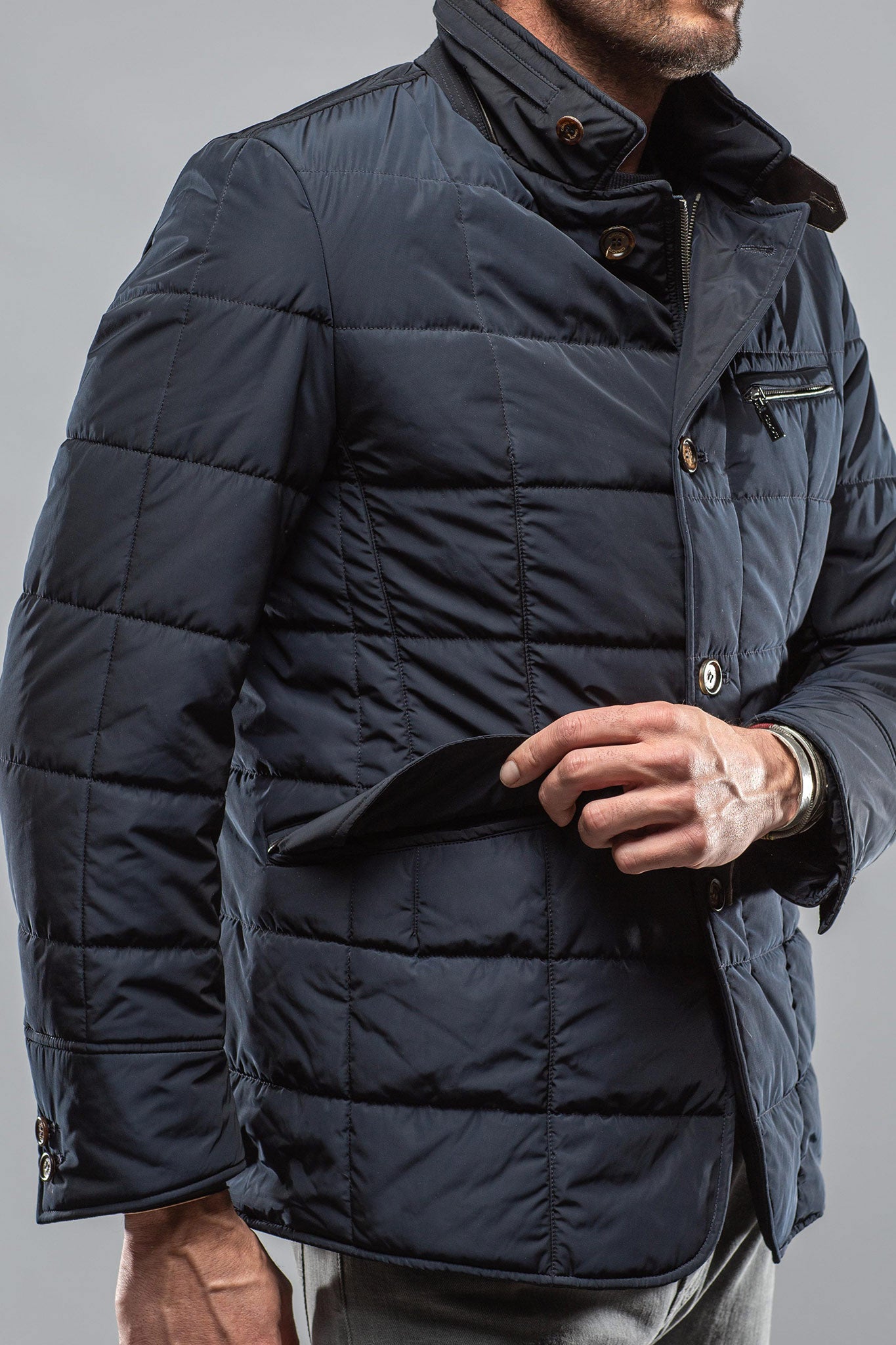 Easton Quilted Jacket In Navy | Warehouse - Mens - Outerwear - Cloth | Gimo's