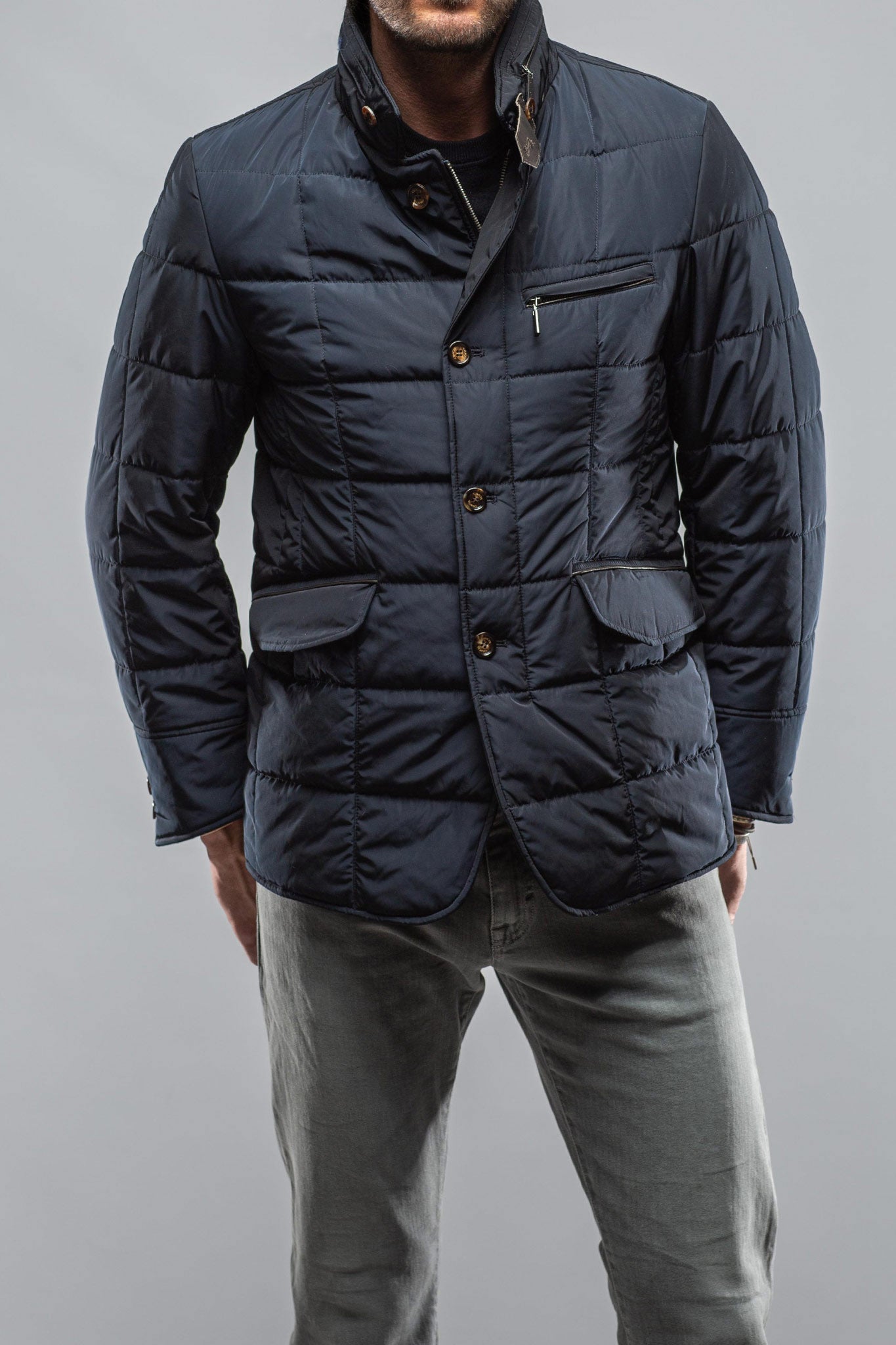 Easton Quilted Jacket In Navy | Warehouse - Mens - Outerwear - Cloth | Gimo's