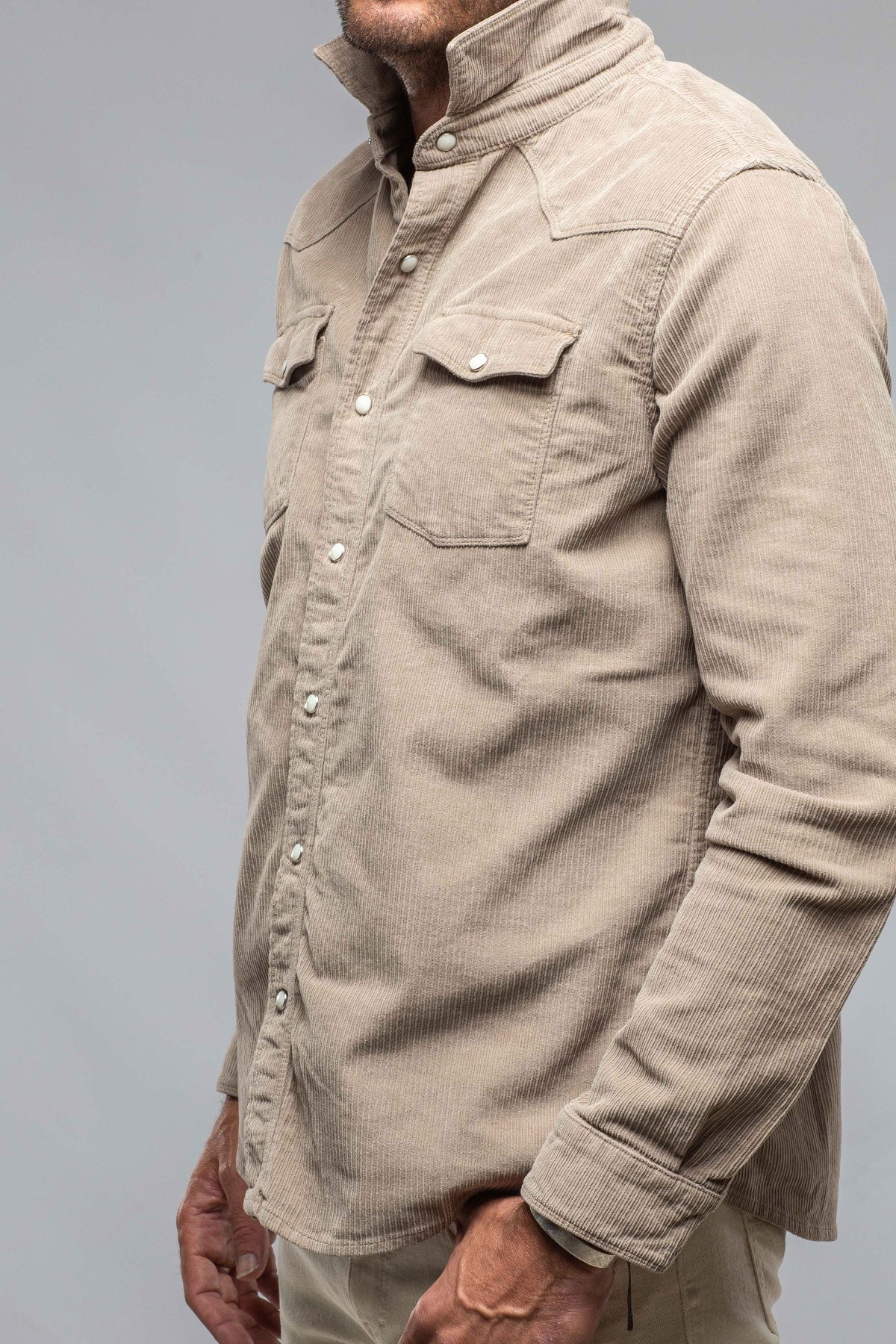 Brooks Corduroy Snap Shirt In Tortora | Mens - Shirts | Axels Premium Denim