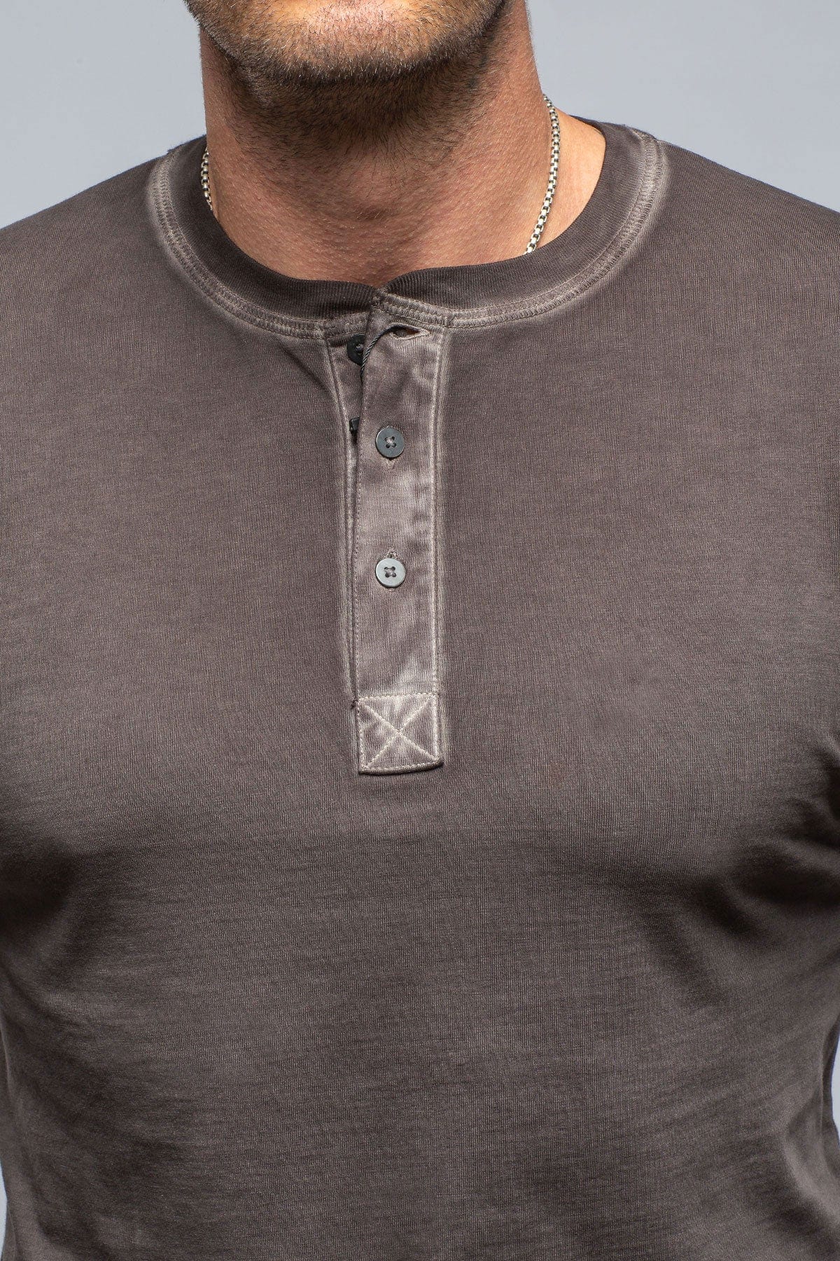 Coronado Cotton LS Henley in Basalt - AXEL'S