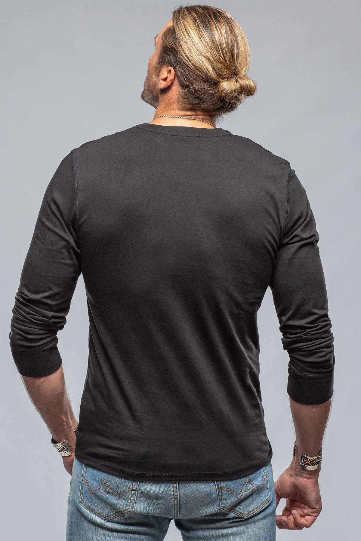 Coronado Cotton LS Henley in Black - AXEL'S