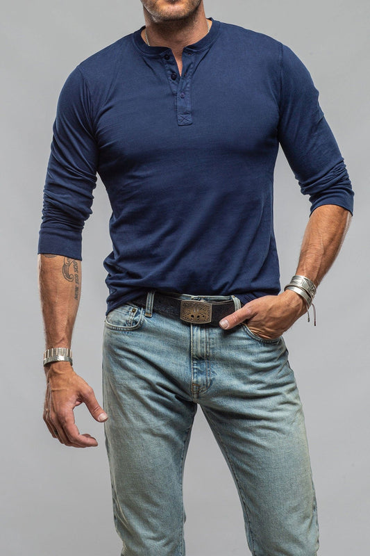 Coronado Cotton LS Henley in Indigo - AXEL'S