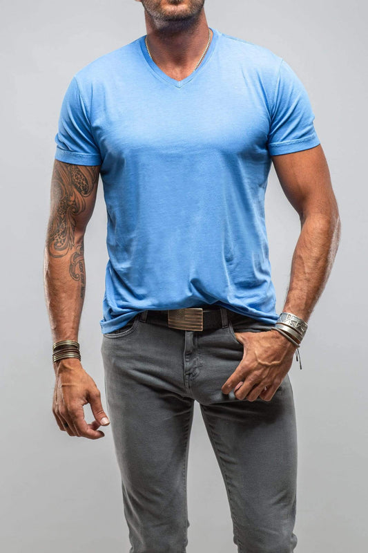 Siena Cotton V Neck Tee In Royal - AXEL'S