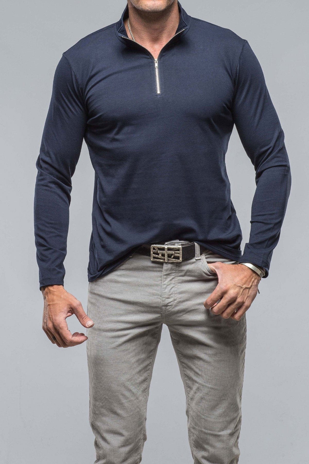 Modesto Luxe Pima Cotton Zip in Navy - AXEL'S