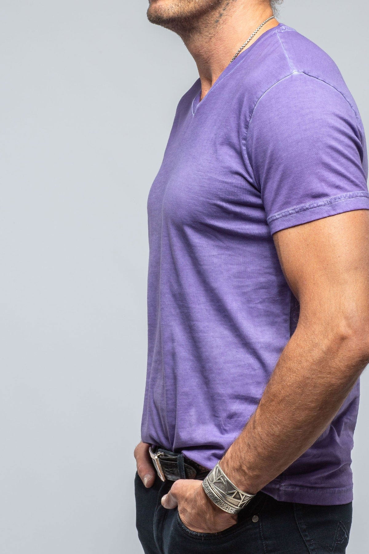 Siena Cotton V Neck In Purple - AXEL'S