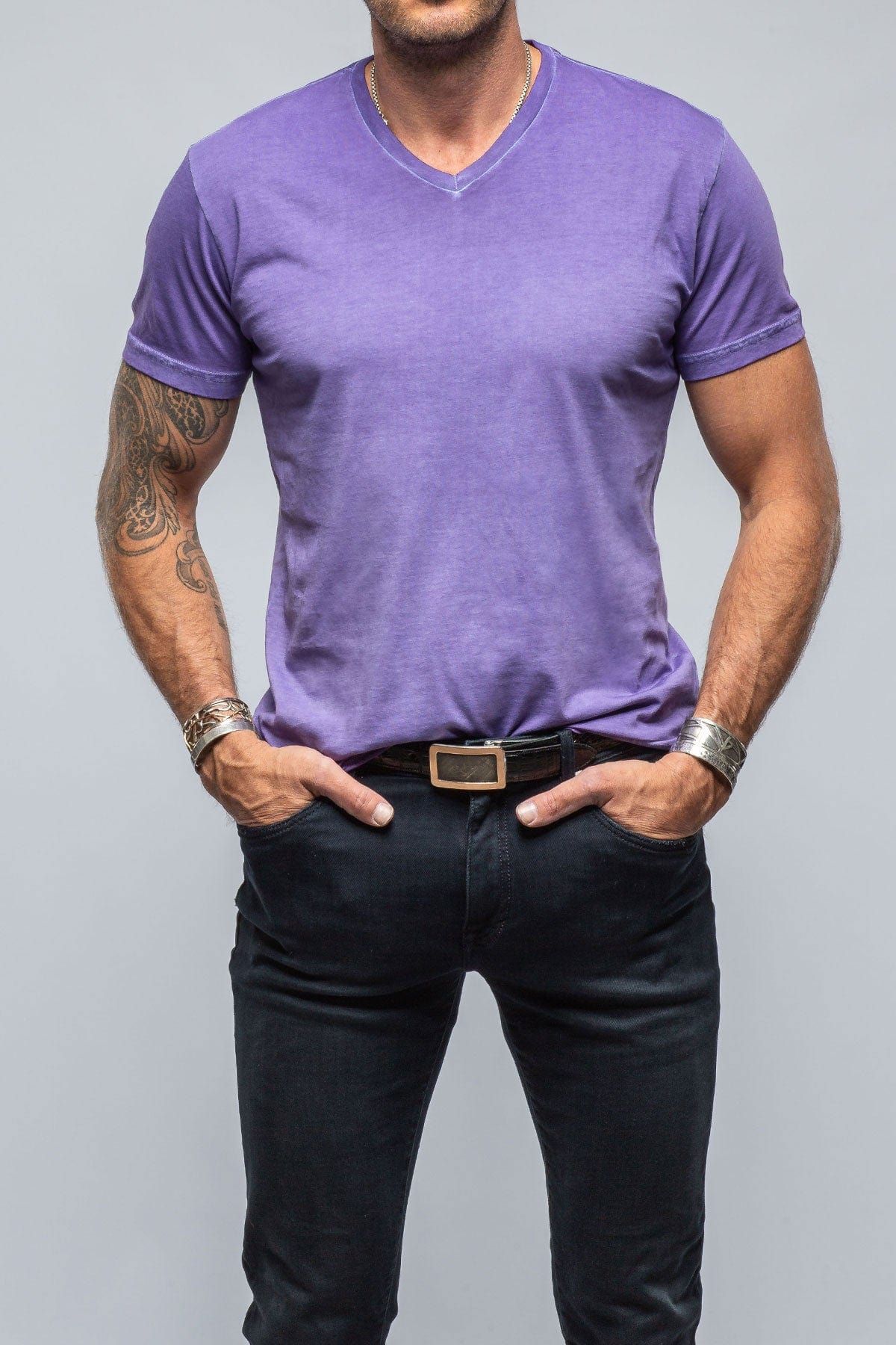 Siena Cotton V Neck In Purple - AXEL'S