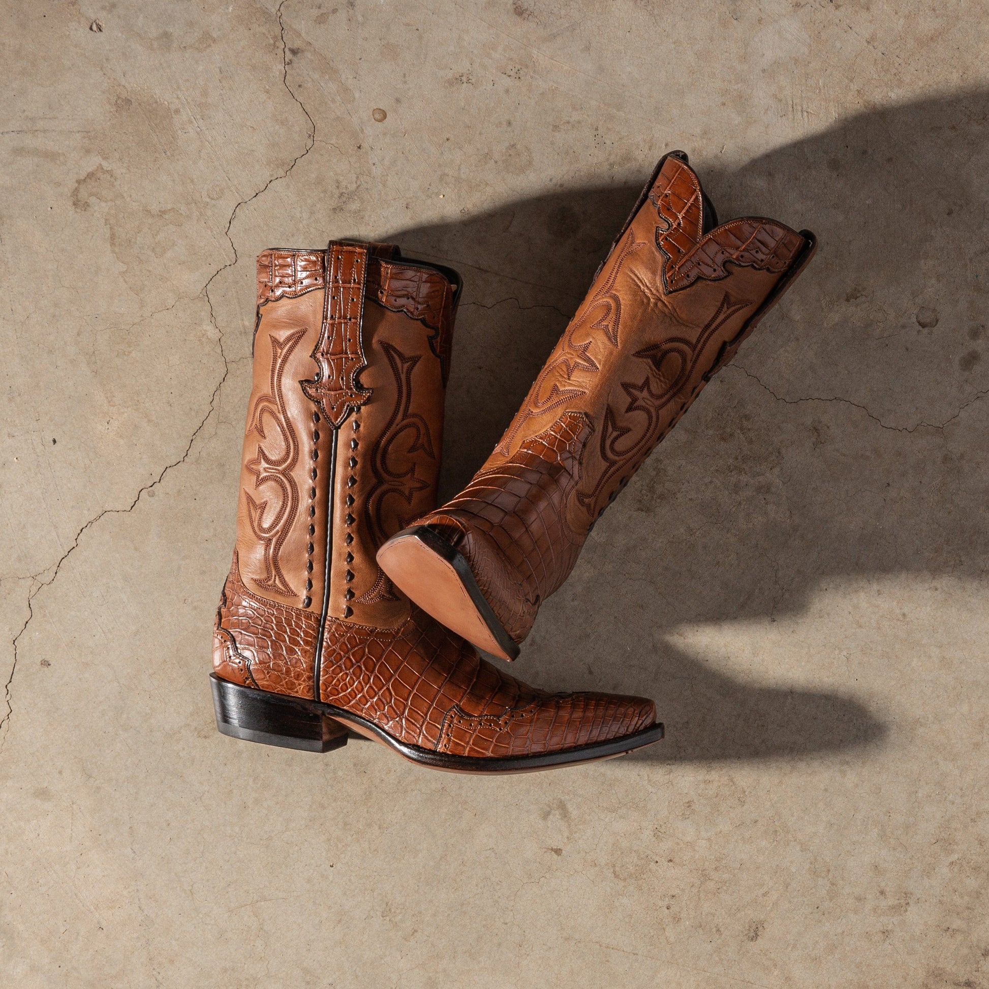 Stallion Boots Cognac Alligator Majestic Boots Mens - Cowboy Boots