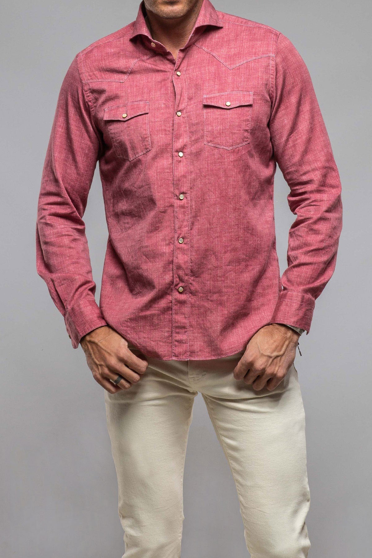 Wyatt Western Snap Shirt Cranberry | Mens - Shirts - Outpost | Giannetto Portofino