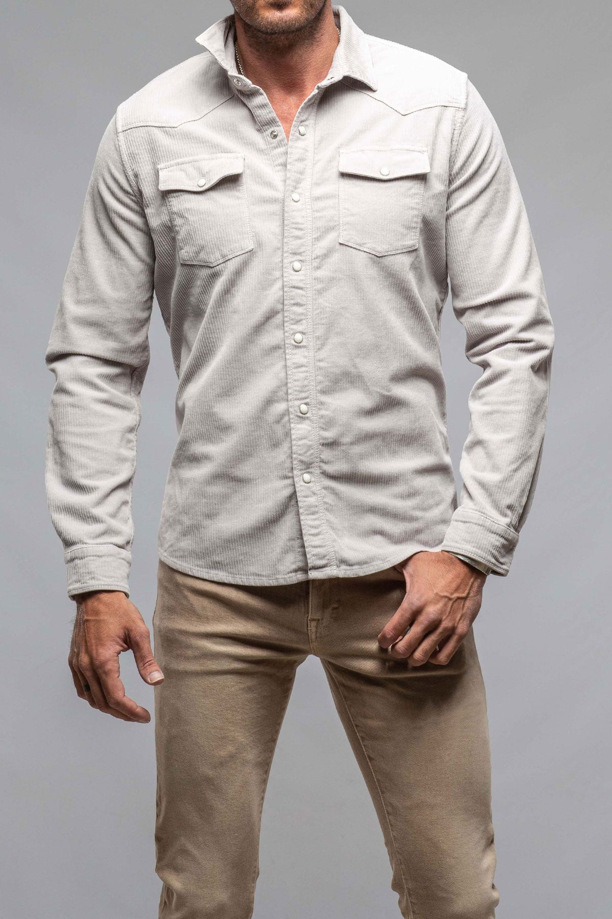 Brooks Corduroy Snap Shirt In Sasso | Mens - Shirts | Axels Premium Denim