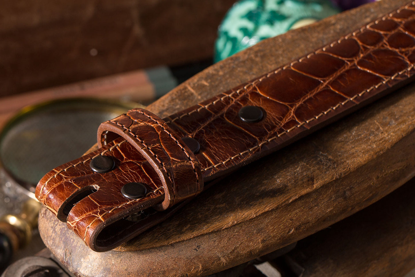 Sterling Silver Cognac Alligator Belts - American Buckle - 5